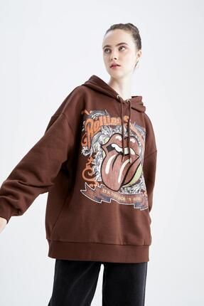 Defacto Rolling Stones Oversize Fit Kapu onlu Sweatshirt Y7537az22wn Fiyat Yorumlar Trendyol