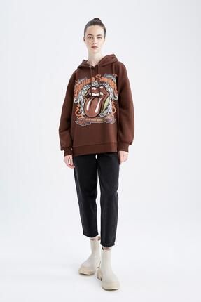 Defacto Rolling Stones Oversize Fit Kapu onlu Sweatshirt Y7537az22wn Fiyat Yorumlar Trendyol