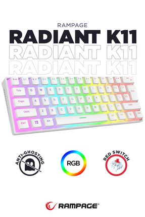 Radiant K11 Beyaz Type-c Bağlantı RGB Puding Tuş Mekanik Red Switch US Gaming Oyuncu Klavye