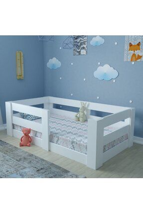 Çocuk Beyaz Mdf 70x130 Yatak Uyumlu Montessori Karyola