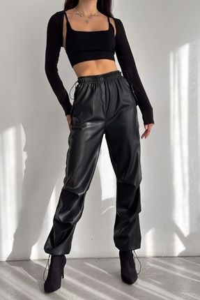 KaSheHa Siyah Pensli Zara Şardonlu Yüksek Lasitkli Bel Stoperli