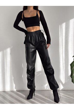 KaSheHa Siyah Pensli Zara Şardonlu Yüksek Lasitkli Bel Stoperli