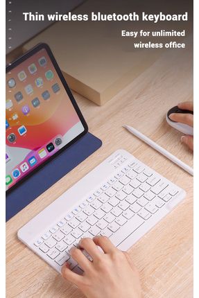 IPad Xiaomi Samsung Huawei Tablet Laptop Uyumlu Renkli Bluetooth Bağlantılı Klavye+Mouse Set