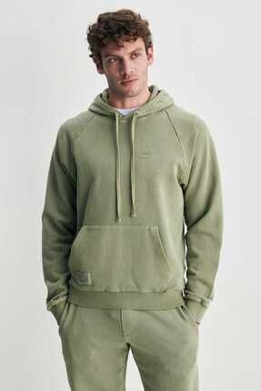 JUDE Yeşil Kapüşonlu Nakışlı Standard Fit Erkek Sweatshirt