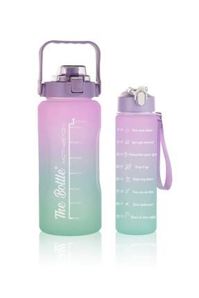 The Bottle Motivasyonel 2li Su Matarası Su Şişesi Suluk 2lt 750ml Yavrulu Tritan Su Şişesi Suluk