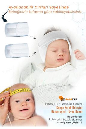 Bebek Kepçe Kulak Bandı Kepçe Kulak Önleyici Ayarlanabilir Cırtları sayesinde 0- 2 Yaş arası uygun