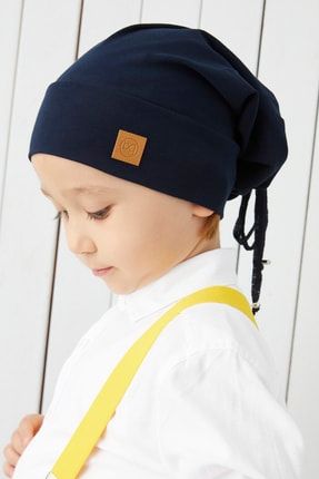 Erkek Çocuk Lacivert Ip Detaylı 4 Mevsim Şapka Bere Buff -yumuşak Doğal Penye
