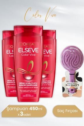 Color Vive Renk Koruyucu Şampuan 450 ml X 3 Adet Ve Tarko Lionesse Saç Fırçası Yuvarlak Mor