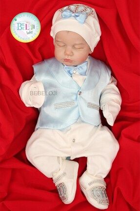 Prince Erkek Bebek Tulum lu 5'li Hastane Çıkışı Yenidoğan Kıyafeti