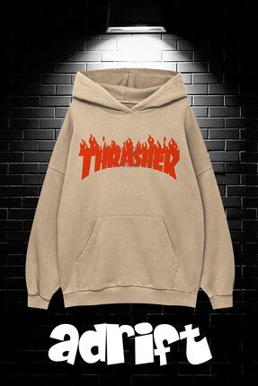 Yasolin Unisex Oversize Kapu onlu Kanguru Cepli Thrasher Bask l Sweatshirt Hoodie Fiyat Yorumlar Trendyol