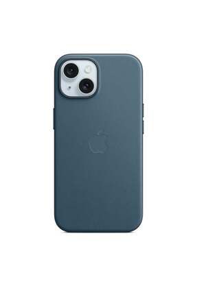 iPhone 15 için MagSafe özellikli Mikro Dokuma Kılıf - Pasifik Mavisi