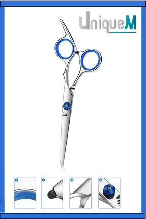 Profesyonel Titanium Berber Kuaför Makası Düz Uçlu 6.5 Inç Saç Kesim Makası Blue Hair Style Xlq515a