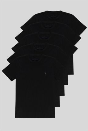 Siyah Standart Kalıp Basic 5'li Paket T-shirt