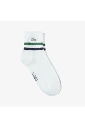 Unisex Çizgili Beyaz Çorap