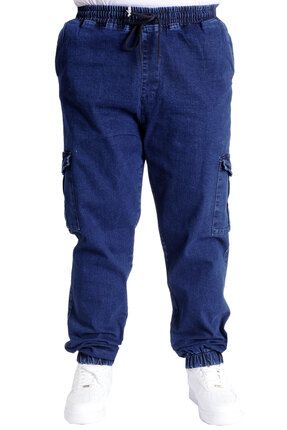 Mode XL Battal Beden Erkek Kot Pantolon CHIEF BLUE Lastikli 23919 Lacivert