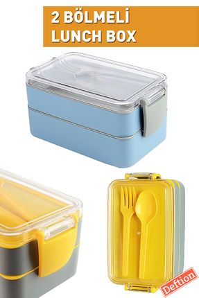 Mavi Gri 900ml Lunch Box Beslenme Kutusu Plastik Sefer Tası Yemek Taşıma Lunchbox Okul Yurt Için