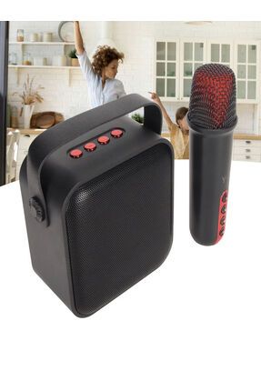 Ses Değiştirme Özelliğine Sahip Kablosuz Mikrofonlu Mini Karaoke Seti Bluetooth Hoparlör Party Box Y2-Pro