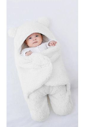 Bebek Kapüşonlu Ayaklı Kundak Battaniyesi, Yenidoğan Kışlık Bebek Yumuşak Sıcak Pamuk Uyku Tulumu