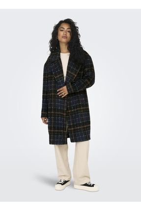 Only Koyu Lacivert Kad n Kaban ONLKATHY CHECK COAT CC OTW Fiyat