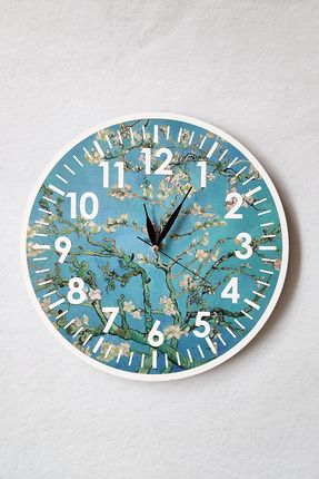 Van Gogh Badem Çiçeği Ağacı UV Baskılı Duvar Saati