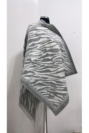Etol - Zebra Deseni Çift Taraflı Omuz Atkısı Dokuma Kumaş Kışlık Kadın Şalı Kaliteli Ürün (GRİ)