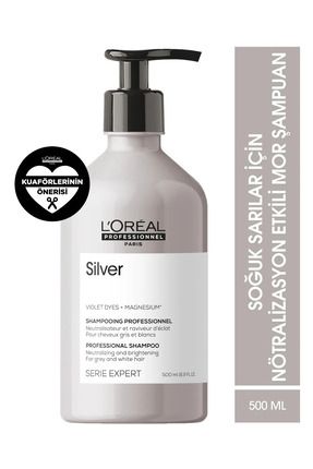 L'OREAL PROFESSİONNEL Silver Çok Açık Sarı Gri ve Beyaz Saçlar İçin Mor Şampuanı 500 ml-beautybar Serie Expert Silver-652324856666