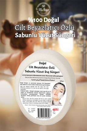 Doğal Cilt Beyazlatıcı Özlü Süngerli Sabun, Sabunlu Vücut Duş Süngeri, Banyo Lifi 125 gr