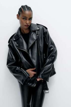 Zara oversized hotsell biker jacket