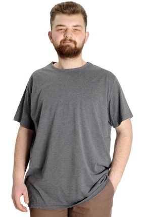 Mode Xl Büyük Beden Erkek T-shirt Basic 20031 Antramelanj
