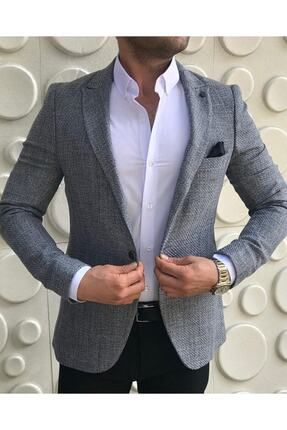 Italyan Stil Erkek Slim Fit Blazer Tek Ceket