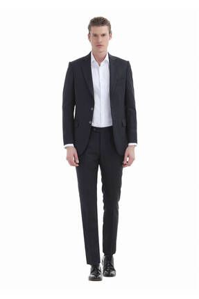 Antrasit Desenli Thin&taller Slim Fit %100 Yün Takım Elbise