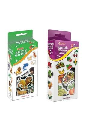 2'li Buzdolabı Manyetik Hayvanlar Meyveler Ve Sebzeler Magnet - Bultak Şablonu