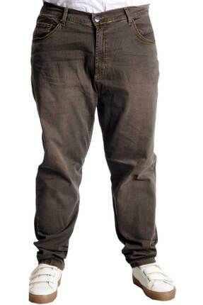 Mode XL Büyük Beden Erkek Kot Pantolon 5Cep Tint 23915 Kahverengi