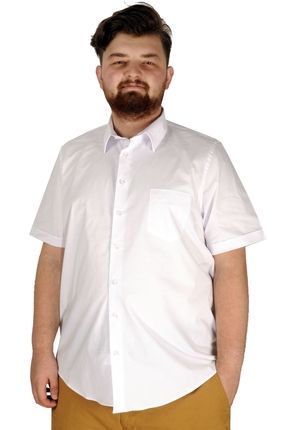 Mode Xl Büyük Beden Erkek Klasik Gömlek Likralı 20352 Beyaz
