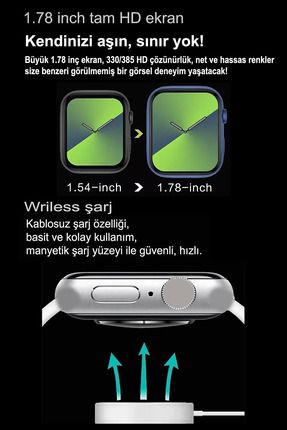 TekizTeknoloji Hw56 Plus Pembe Smart Watch 8 Kad n Ak ll Saat Wireless Charging iOS Android Uyumlu Fiyat Yorumlar Trendyol