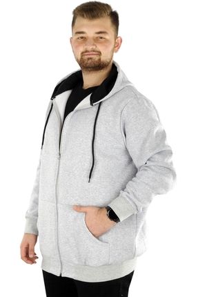 Mode Xl Büyük Beden Erkek Sweatshirt Zippered Recycle B20533 Grimelanj
