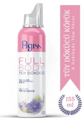 AGISS Full Body Tüm Vücut Tüy Dökücü, Tüy Azaltıcı Ve Tüy Köpük Tüy Dökücü Sprey 155ml