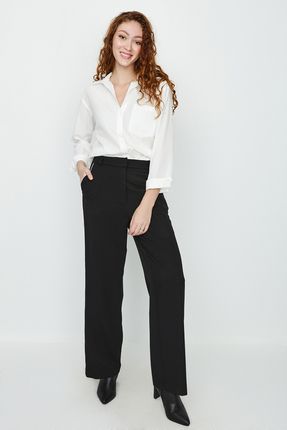 Select Moda Kadın Siyah Deri Görünümlü Yüksel Bel Ispanyol Paça Pantolon  Zara Kumaş Fiyatı, Yorumları - Trendyol