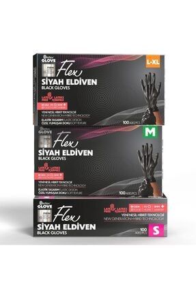 Flex Tek Kullanımlık Pudrasız Tpe Eldiven 100'lü S-siyah 8697405391264