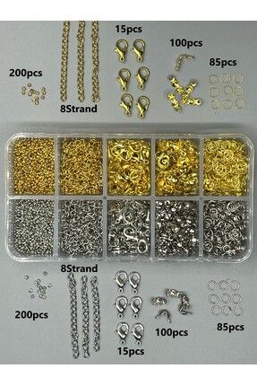 800 Adet Gold ve Gümüş Kolye Bileklik Takı Yapım Seti