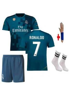 Real Madrid Ronaldo 2018 Deplasman Turkuaz 4 Lü Set Çocuk Forması