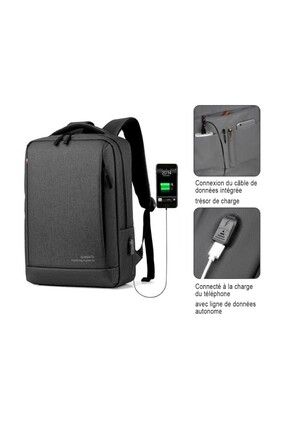 Dizüstü bilgisayar sırt çantası, 15,6'', USB bağlantı noktası, Siyah