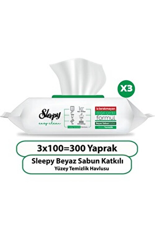 Easy Clean Beyaz Sabun Katkılı Yüzey Temizlik Havlusu 3X100 (300 Yaprak)