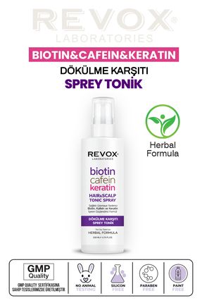 Biotin, Kafein ve Keratin İçeren Saç Dökülme Karşıtı Sağlıklı Uzamaya Yardımcı Sprey Tonik 200 ml.