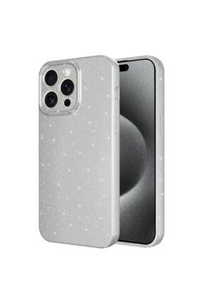 Apple iPhone 15 Pro Max Uyumlu Kılıf Kamera Korumalı Simli Işıltılı Renkli Parlak Lüks Silikon Kapak KOTONİPHONE15PROMAXKILIF