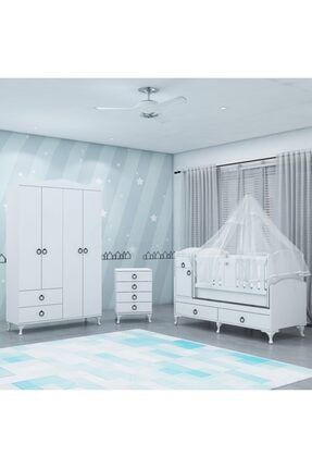 Sude Asansörlü Yıldız 4 Kapaklı Bebek Odası Takımı - Yatak Ve Uyku Seti Kombinli- Uykuseti Mavi