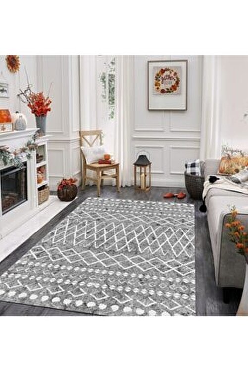 jungle hali boho iskandinav model gri renk dekoratif hali fiyati yorumlari trendyol