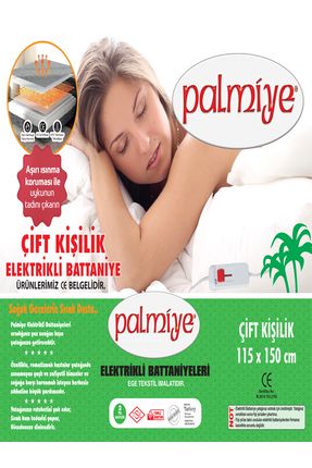 Elektirikli Battaniye Palmiye Çift Kişilik 2 Yıl Garantili TseLi TERMOSTATLI (Aşırı Isınma Korumalı)