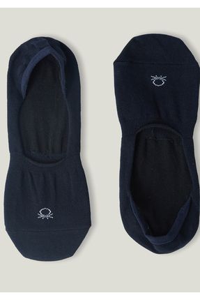 Unisex Siyah 2li Logolu Düz Babet Çorap