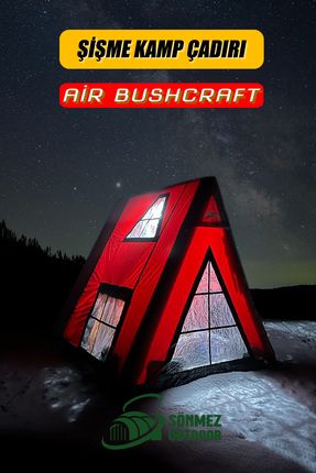 Air Bushcraft Premium Şişme Kamp Çadır (KIRMIZI) | 2-4 Kişilik | 4 Mevsim